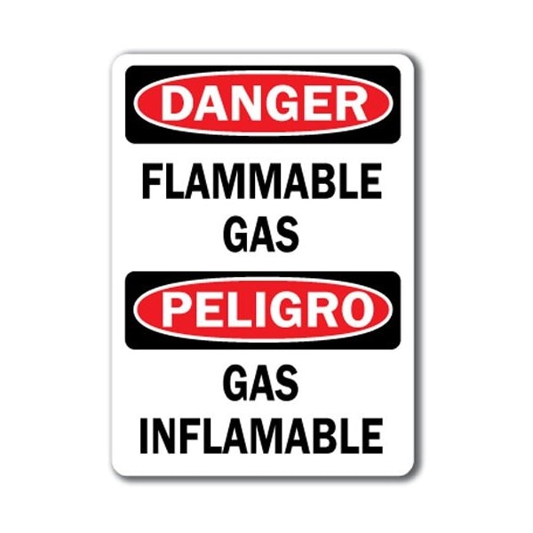 Signmission Safety Sign, 14 in Height, Plastic, Flammable Gas Bilingual DS-Flammable Gas Bilingual - main